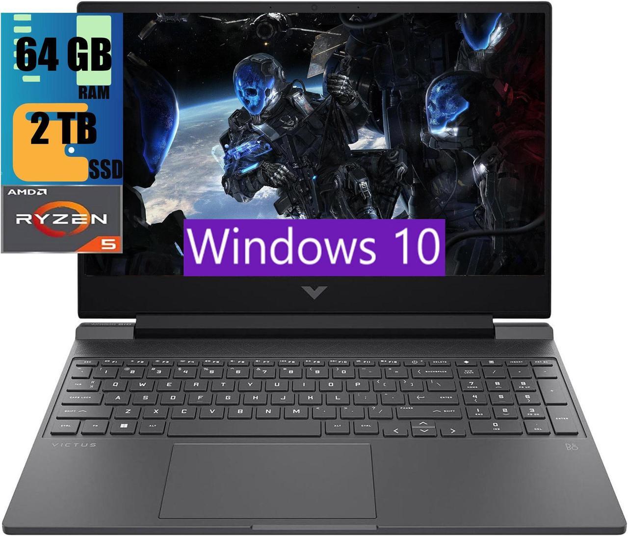 HP Victus 15 Gaming Laptop, 15.6" FHD 144Hz Display, AMD Ryzen 5 7535HS 6 cores Processor, NVIDIA GeForce RTX 2050 4GB GDDR6, 64GB DDR5  2TB PCIe SSD, Backlit Keyboard, Windows 10