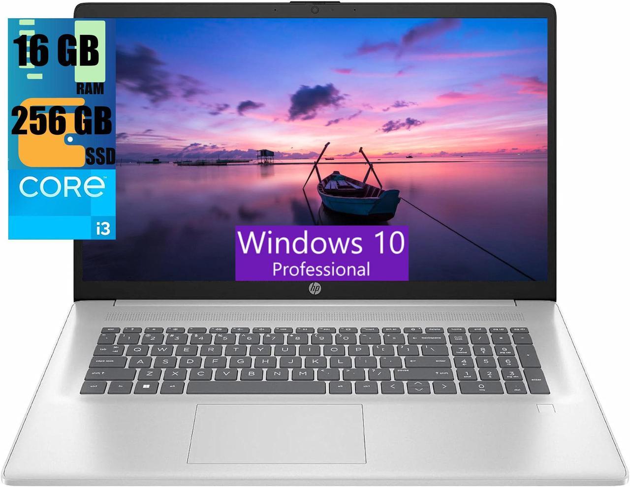 HP 17 Laptop, 17.3" FHD (1920 x 1080) Display, Intel Core i3-N305 (8-core) Processor, Intel UHD Graphics, 16GB DDR4  256GB PCIe SSD, Wi-Fi 6, Fast Charge, Fingerprint Reader, Windows 10 Pro