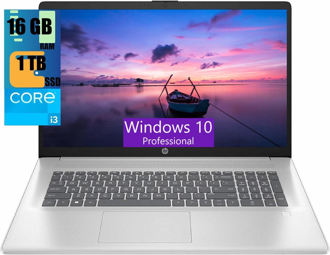 HP 17 Laptop, 17.3" FHD (1920 x 1080) Display, Intel Core i3-N305 (8-core) Processor, Intel UHD Graphics, 16GB DDR4  1TB PCIe SSD, Wi-Fi 6, Fast Charge, Fingerprint Reader, Windows 10 Pro