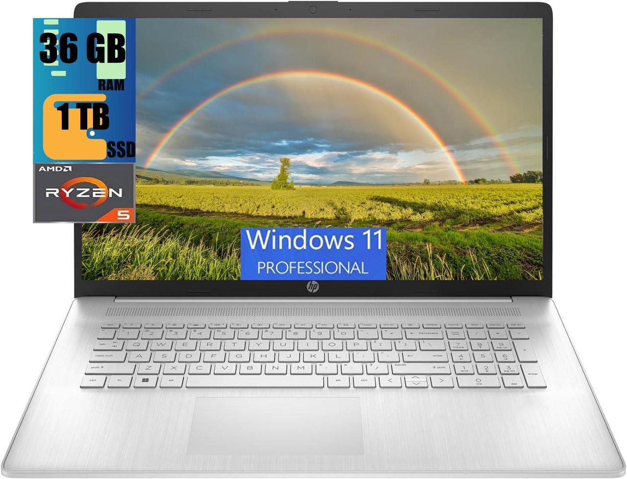 HP 17 Laptop, 17.3" HD Touchscreen, AMD Ryzen 5 5625U 6 Cores Processor, AMD Radeon Graphics, 36GB DDR4  1TB PCIe SSD, 802.11AC WiFi, Bluetooth 5.0, Webcam, Windows 11 Pro