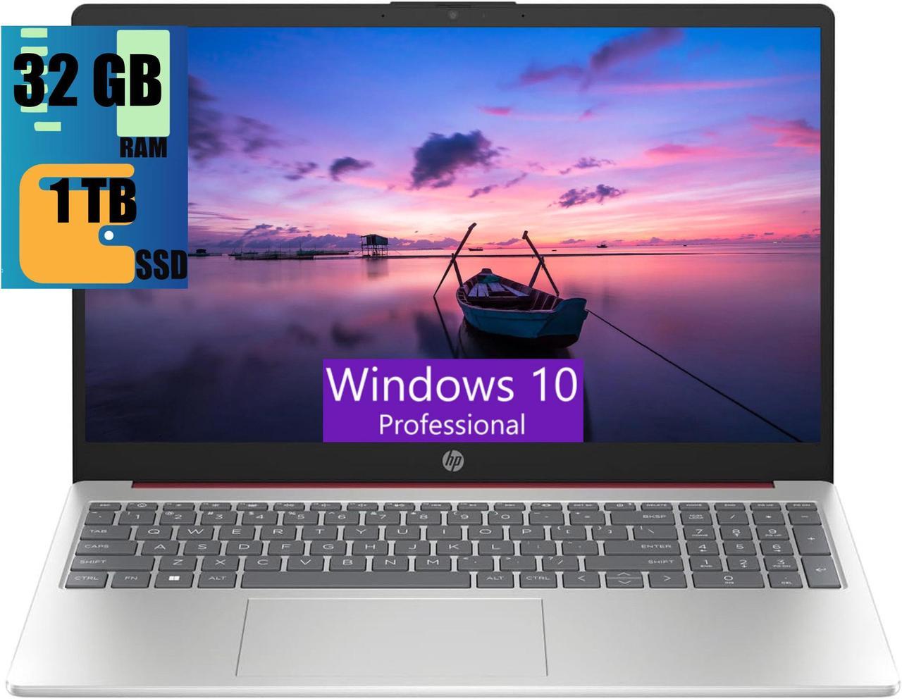 HP 15 Laptop, 15.6" HD Display, Intel Pentium N200 Quad-Core Processor, Intel UHD Graphics, 32GB DDR4  1TB PCIe SSD, WiFi, Webcam, Fast Charge, HDMI, Windows 10 Pro