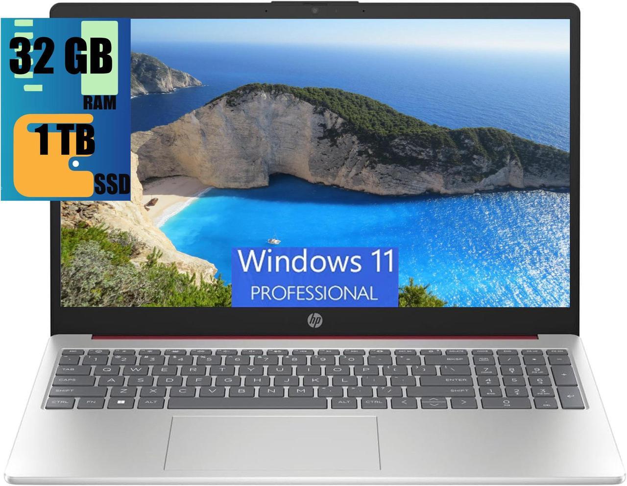 HP 15 Laptop, 15.6" HD Display, Intel Pentium N200 Quad-Core Processor, Intel UHD Graphics, 32GB DDR4  1TB PCIe SSD, WiFi, Webcam, Fast Charge, HDMI, Windows 11 Pro