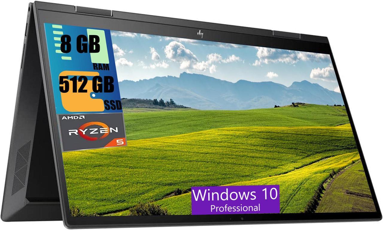 HP Envy X360 2-in-1 15 Laptop, 15.6" FHD Touchscreen, AMD Ryzen 5 5625U 6 cores Processor, AMD Radeon Graphics, 8GB DDR4  512GB PCIe SSD, Wi-Fi, Bluetooth, Backlit Keyboard, Windows 10 Pro