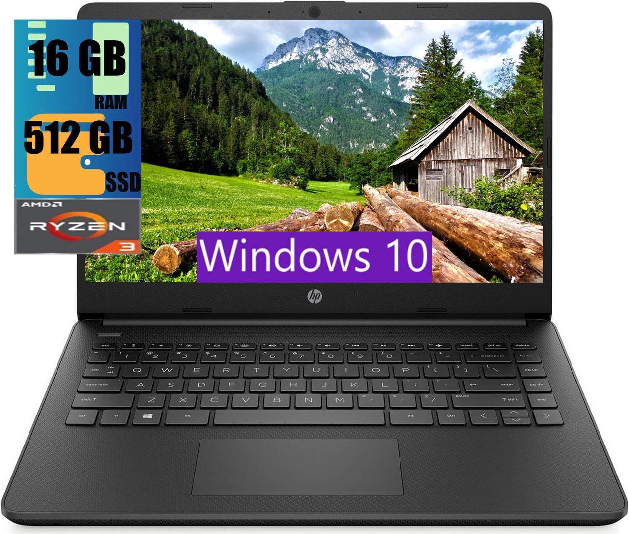 HP 14 Laptop, 14" HD Touchscreen, AMD Ryzen 3 5300U 4 Cores Processor, AMD Radeon Graphics, 16GB DDR4  512GB PCIe SSD, Wi-Fi, Bluetooth, HDMI, Webcam, Windows 10