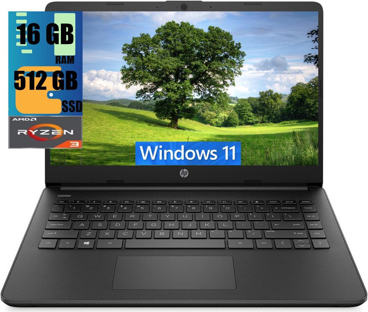 HP 14 Laptop, 14" HD Touchscreen, AMD Ryzen 3 5300U 4 Cores Processor, AMD Radeon Graphics, 16GB DDR4  512GB PCIe SSD, Wi-Fi, Bluetooth, HDMI, Webcam, Windows 11