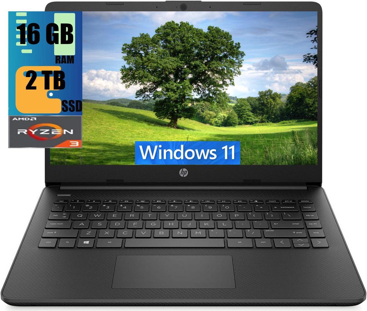 HP 14 Laptop, 14" HD Touchscreen, AMD Ryzen 3 5300U 4 Cores Processor, AMD Radeon Graphics, 16GB DDR4  2TB PCIe SSD, Wi-Fi, Bluetooth, HDMI, Webcam, Windows 11