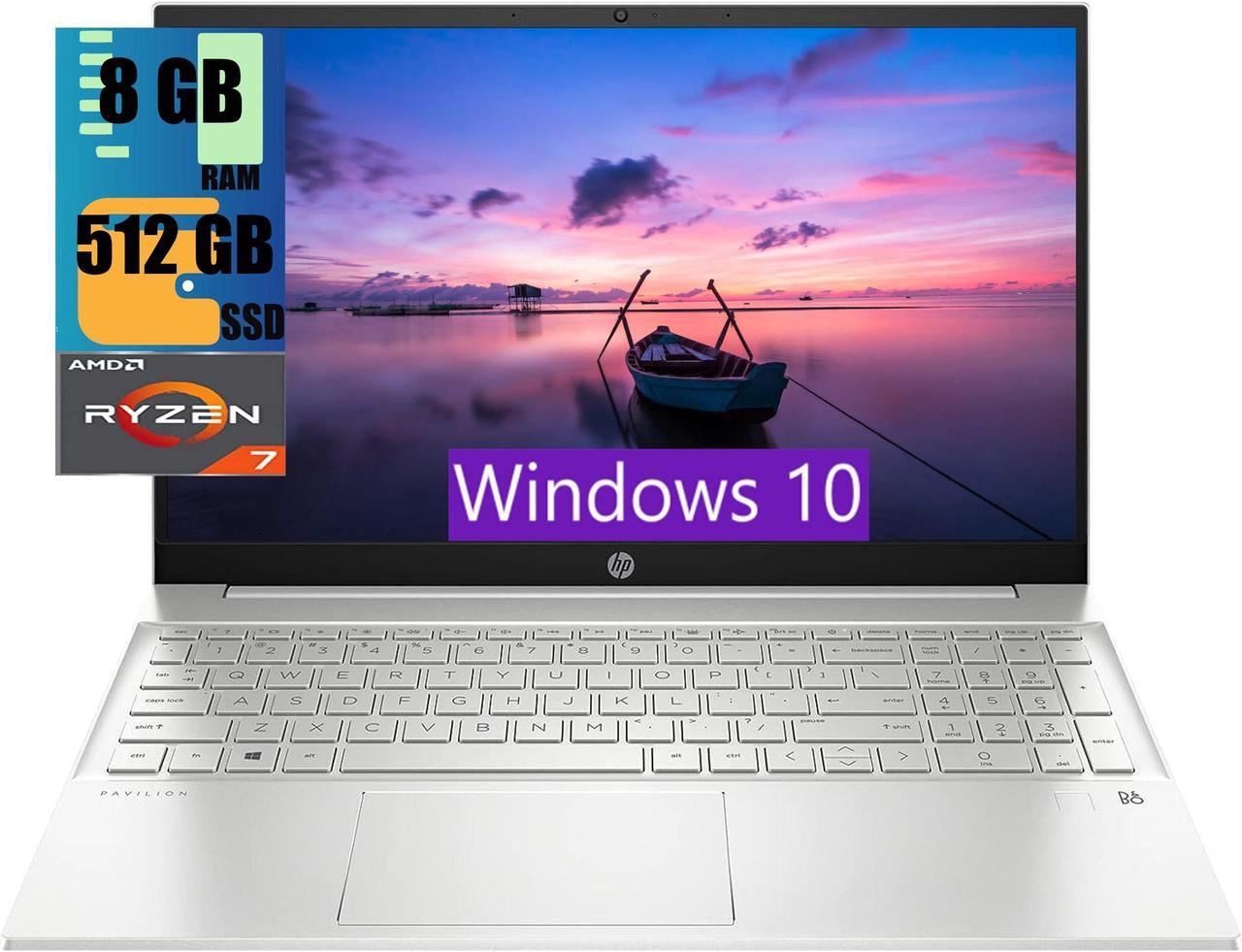 HP Pavilion 15 Laptop, 15.6" FHD (1920 x 1080) Touchscreen, AMD Ryzen 7-5825U 8 cores, AMD Radeon Graphics, 8GB DDR4  512GB PCIe SSD, Backlit Keyboard, Wi-Fi 6, Bluetooth® 5.2, Windows 10