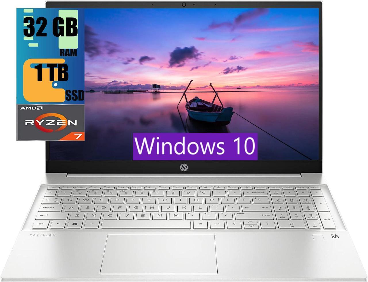 HP Pavilion 15 Laptop, 15.6" FHD (1920 x 1080) Touchscreen, AMD Ryzen 7-5825U 8 cores, AMD Radeon Graphics, 32GB DDR4  1TB PCIe SSD, Backlit Keyboard, Wi-Fi 6, Bluetooth® 5.2, Windows 10