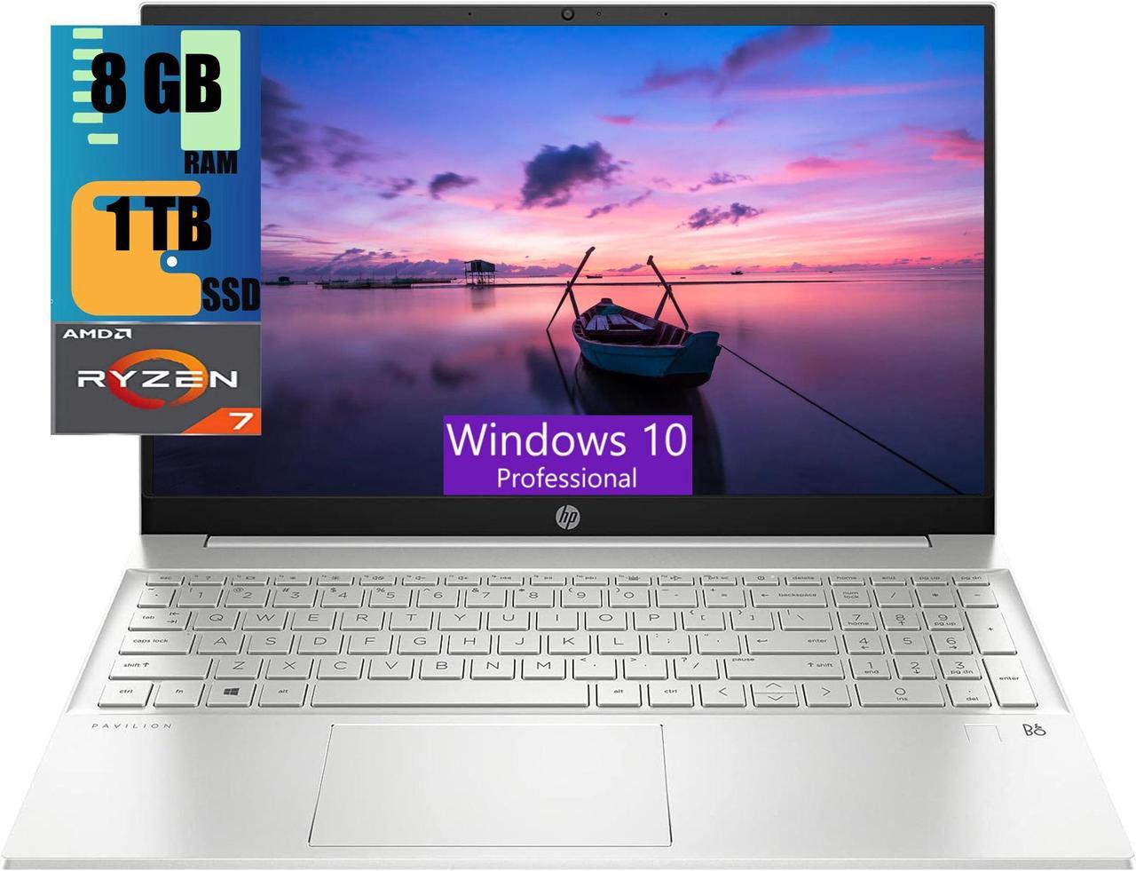 HP Pavilion 15 Laptop, 15.6" FHD (1920 x 1080) Touchscreen, AMD Ryzen 7-5825U 8 cores, AMD Radeon Graphics, 8GB DDR4  1TB PCIe SSD,Backlit Keyboard, Wi-Fi 6, Bluetooth® 5.2, Windows 10 Pro