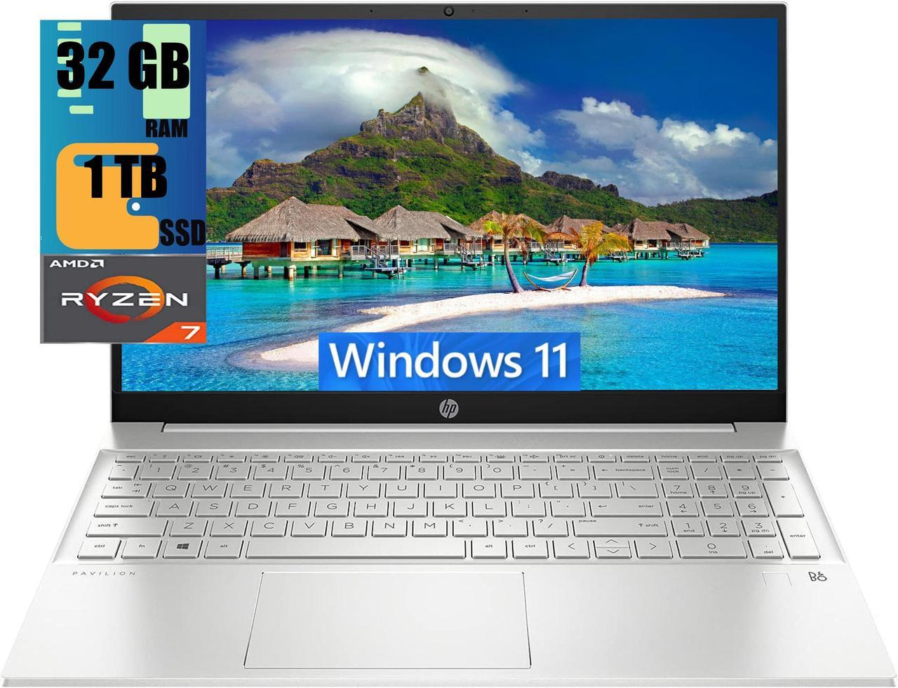 HP Pavilion 15 Laptop, 15.6" FHD (1920 x 1080) Touchscreen, AMD Ryzen 7-5825U 8 cores, AMD Radeon Graphics, 32GB DDR4  1TB PCIe SSD, Backlit Keyboard, Wi-Fi 6, Bluetooth® 5.2, Windows 11