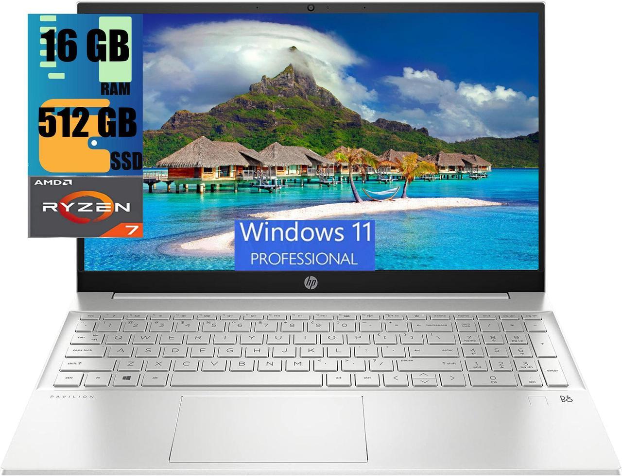 HP Pavilion 15 Laptop, 15.6" FHD (1920 x 1080) Touchscreen, AMD Ryzen 7-5825U 8 cores, AMD Radeon Graphics, 16GB DDR4  512GB PCIe SSD, Backlit Keyboard, Wi-Fi 6, Bluetooth® 5.2, Windows 11 Pro