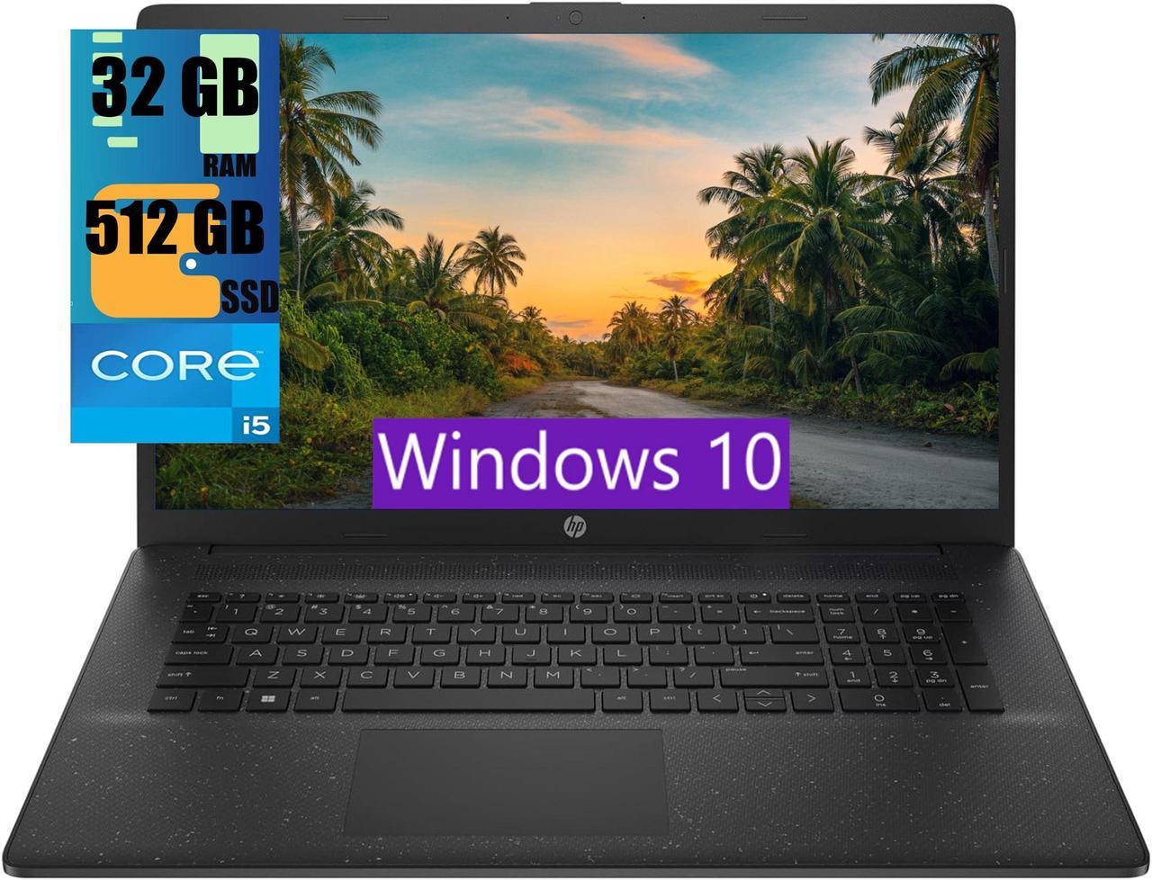 HP 17 Laptop, 17.3" HD+ (1600 x 900) Display, Intel Core i5-1235U 10-core Processor, Intel Iris Xe Graphics, 32GB DDR4  512GB PCIe SSD, WiFi6, Bluetooth5, Windows 10