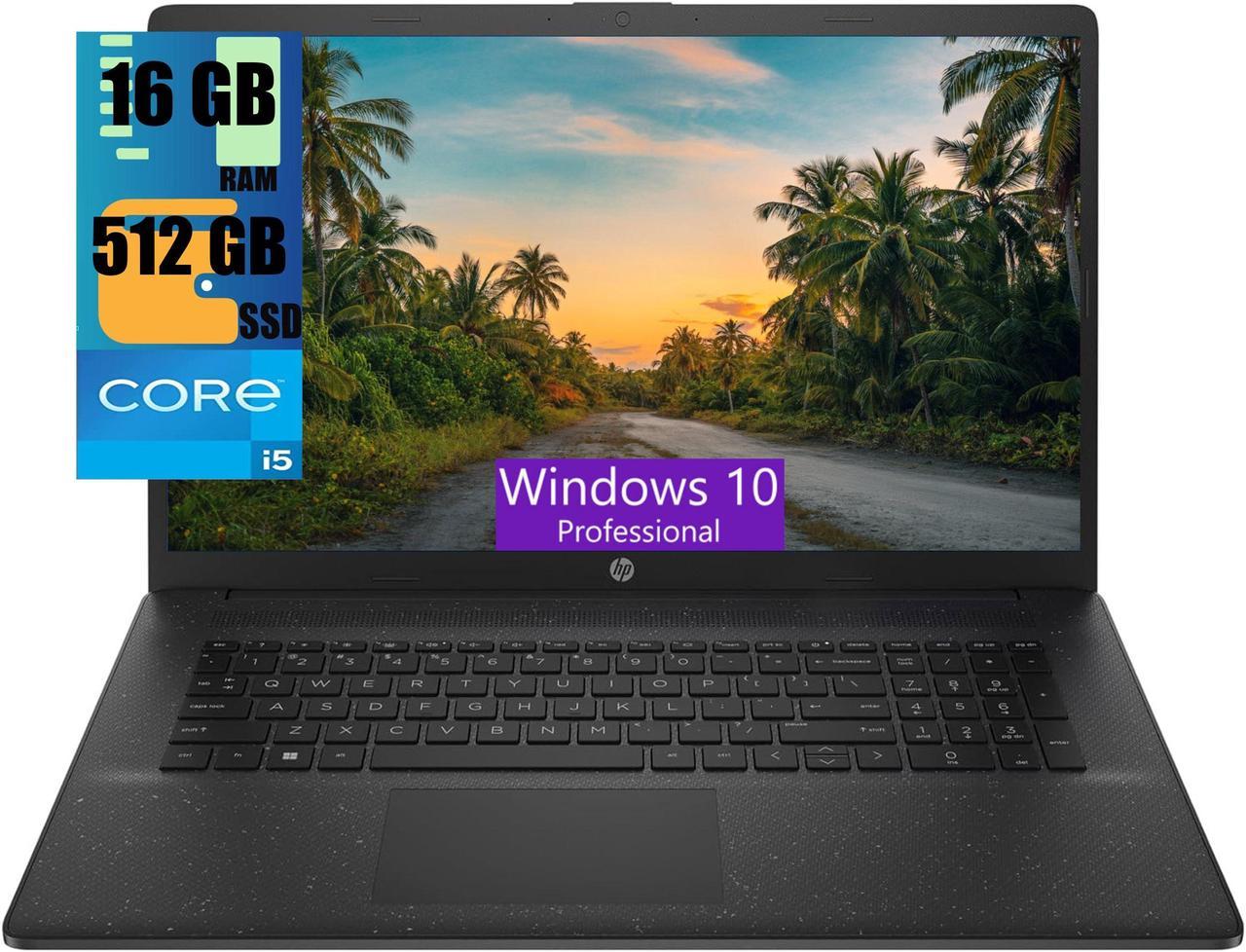 HP 17 Laptop, 17.3" HD+ (1600 x 900) Display, Intel Core i5-1235U 10-core Processor, Intel Iris Xe Graphics, 16GB DDR4  512GB PCIe SSD, WiFi6, Bluetooth5, Windows 10 Pro