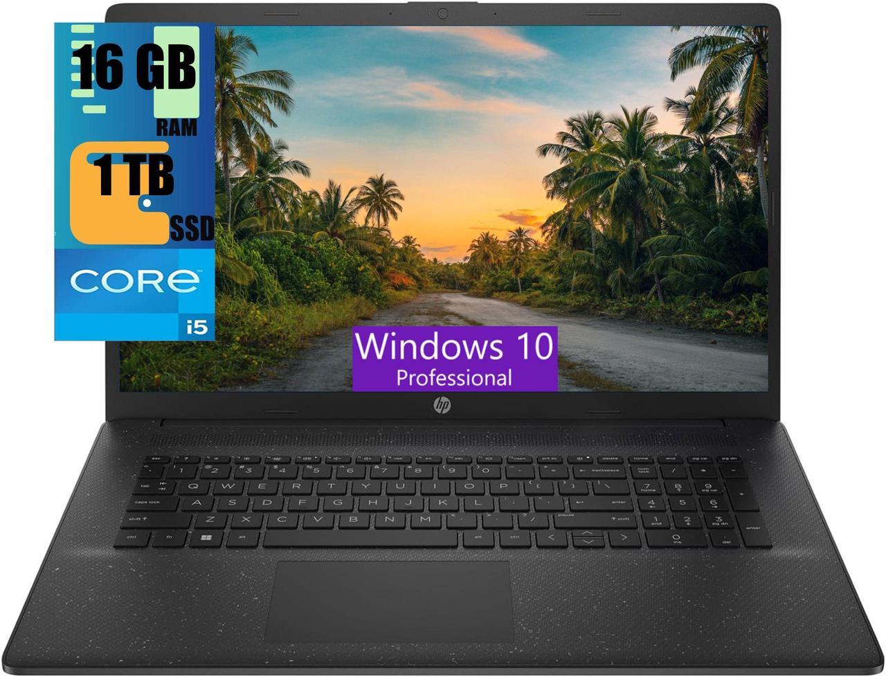 HP 17 Laptop, 17.3" HD+ (1600 x 900) Display, Intel Core i5-1235U 10-core Processor, Intel Iris Xe Graphics, 16GB DDR4  1TB PCIe SSD, WiFi6, Bluetooth5, Windows 10 Pro