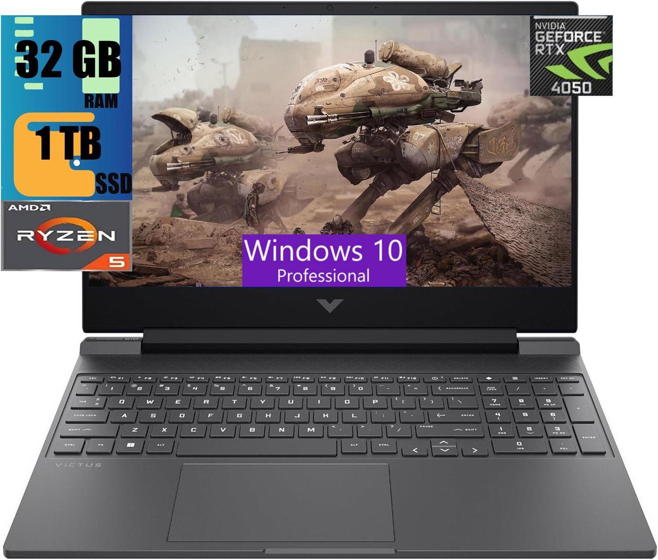 HP Victus 15 Gaming Laptop, 15.6" FHD 144Hz Display, AMD Ryzen 5 8645HS 6-core Processor, NVIDIA GeForce RTX 4050 6 GB GDDR6, 32GB DDR5  1TB PCIe SSD, Backlit Keyboard, Windows 10 Pro