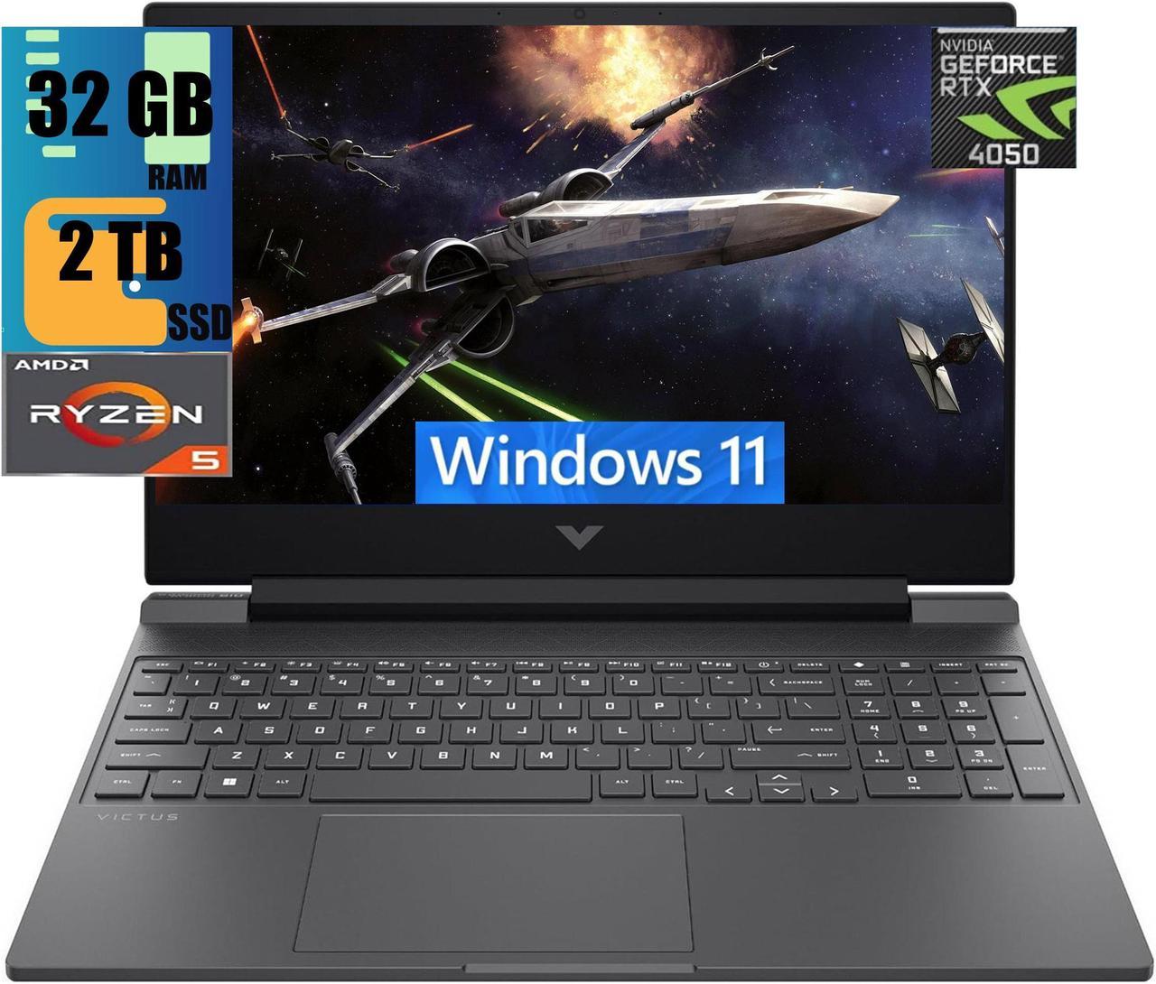 HP Victus 15 Gaming Laptop, 15.6" FHD 144Hz Display, AMD Ryzen 5 8645HS 6-core Processor, NVIDIA GeForce RTX 4050 6 GB GDDR6, 32GB DDR5  2TB PCIe SSD, Backlit Keyboard, Windows 11