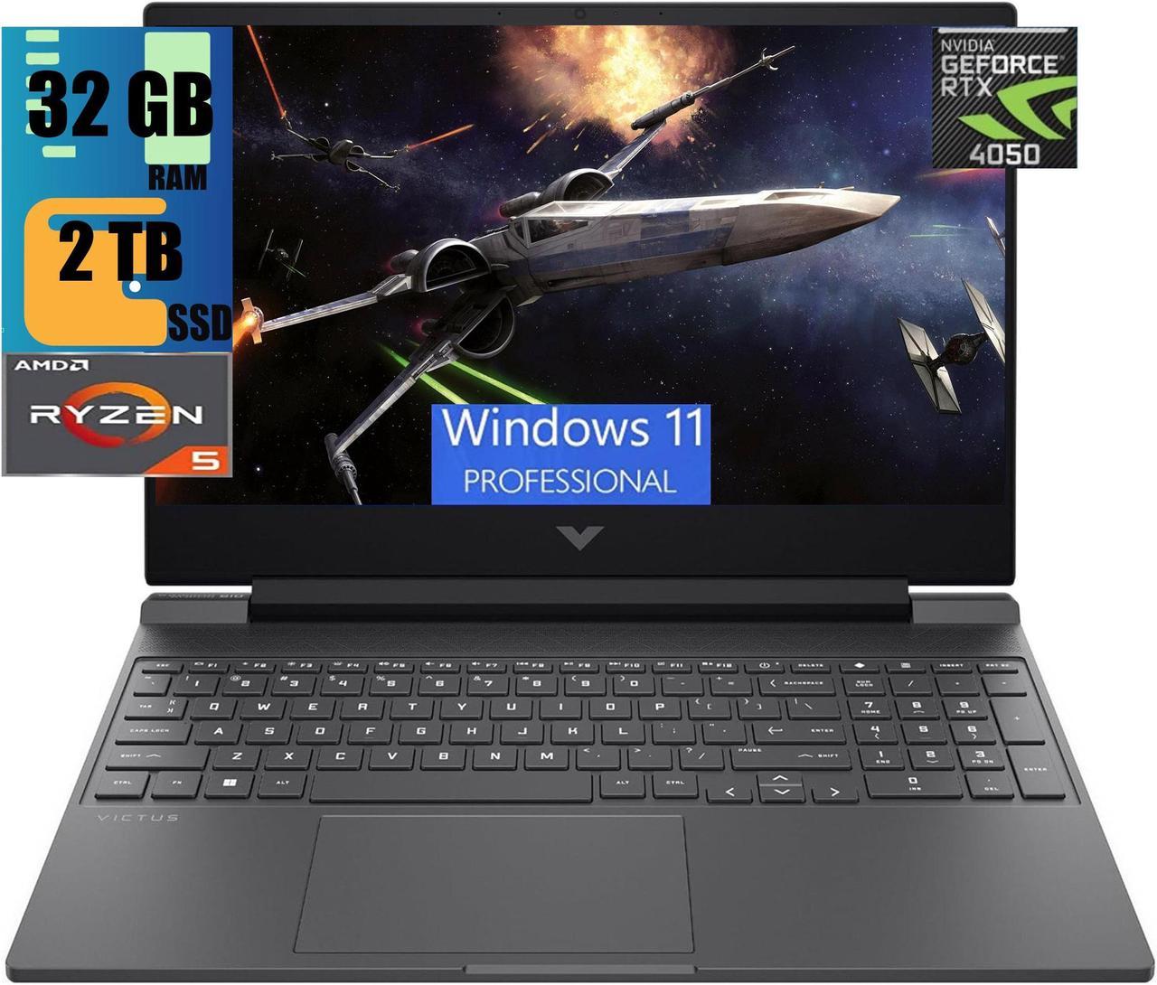 HP Victus 15 Gaming Laptop, 15.6" FHD 144Hz Display, AMD Ryzen 5 8645HS 6-core Processor, NVIDIA GeForce RTX 4050 6 GB GDDR6, 32GB DDR5  2TB PCIe SSD, Backlit Keyboard, Windows 11 Pro