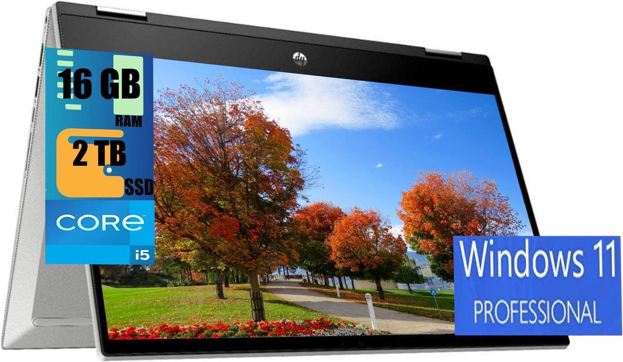 Main image of HP Pavilion x360 Convertible 2-in-1 14 Laptop, 14" FHD (1920 x 1080) Touchscreen, Intel Core i5-1135G7 Quad-core, Iris Xe Graphics, 16GB DDR4  2TB PCIe SSD, Wi-Fi 6 and Bluetooth 5, Windows 11 Pro