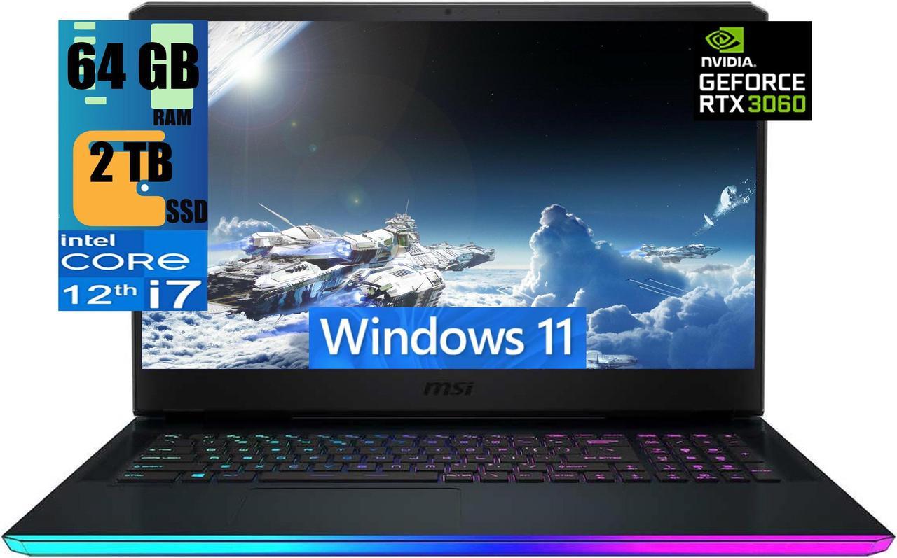 MSI GE76 Raider 17 Gaming Laptop, 17.3" FHD 144Hz Display, Intel Core i7-12700H 14-core Processor, NVIDIA GeForce RTX 3060 6GB GDDR6, 64GB DDR5  2TB PCIe SSD, Thunderbolt 4, Windows 11