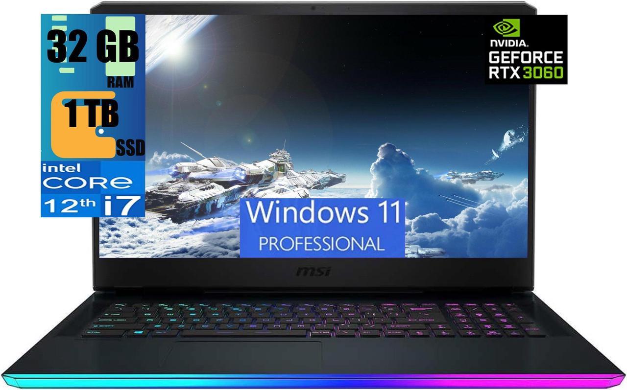 MSI GE76 Raider 17 Gaming Laptop, 17.3" FHD 144Hz Display, Intel Core i7-12700H 14-core Processor, NVIDIA GeForce RTX 3060 6GB GDDR6, 32GB DDR5  1TB PCIe SSD, Thunderbolt 4, Windows 11 Pro