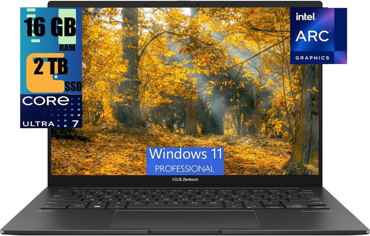 Main image of ASUS Zenbook 14 OLED Laptop, 14" FHD+ (1920x1200) Touchscreen, Intel 16-core Ultra 7 155H Processor, Intel Arc graphic, 16GB  DDR4  2TB PCIe SSD, Backlit Thunderbolt Harman/kardon, Windows 11 Pro
