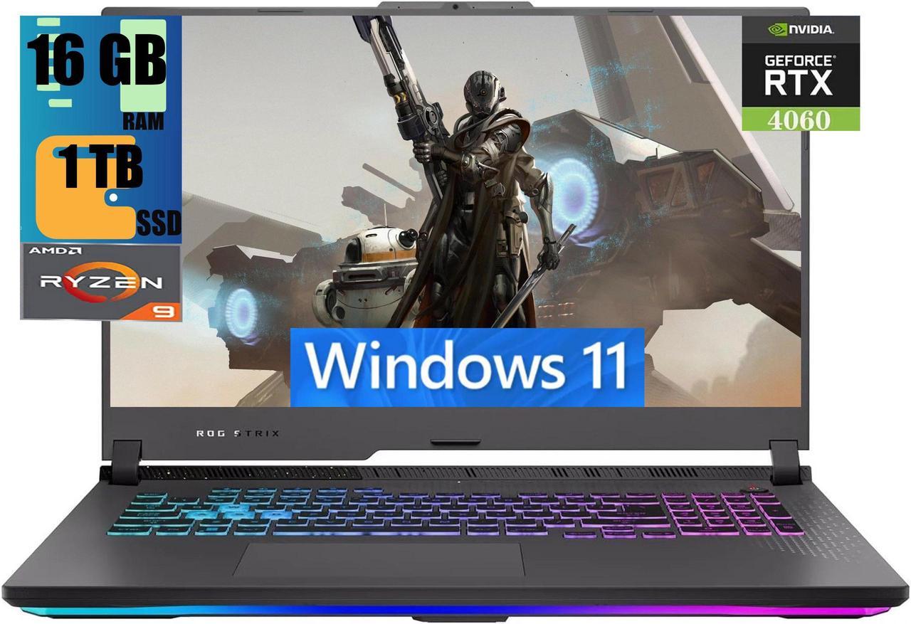 ASUS ROG Strix G17 G713 Gaming Laptop, 17.3" WQHD IPS 240Hz Display, AMD 12-Core Ryzen 9 7845HX Processor, NVIDIA GeForce RTX 4060 8GB Graphic, 16GB DDR5  1TB PCIe SSD, RGB Backlit, Windows 11