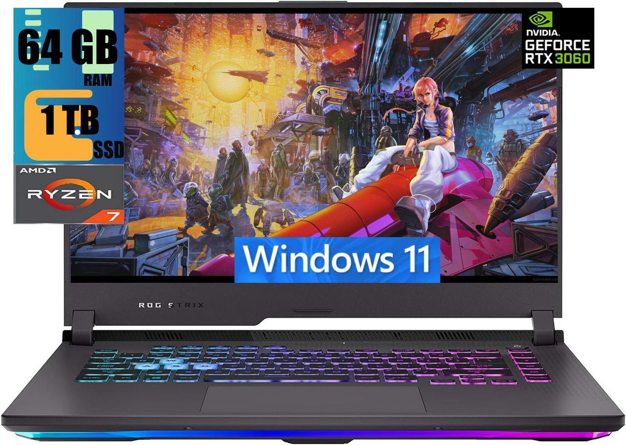 ASUS ROG Strix G15 Gaming Laptop, 15.6" WQHD IPS 165Hz Display, AMD Ryzen 7 6800H Octa-core Processor, NVIDIA GeForce RTX 3060 6 GB GDDR6, 64GB DDR5  1TB PCIe SSD, RGB Backlit, Windows 11