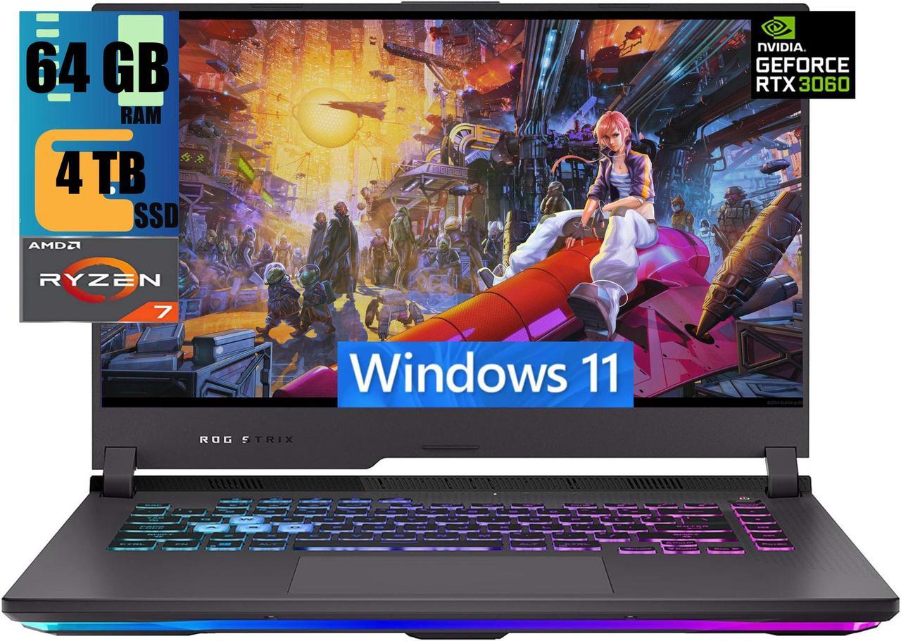 ASUS ROG Strix G15 Gaming Laptop, 15.6" WQHD IPS 165Hz Display, AMD Ryzen 7 6800H Octa-core Processor, NVIDIA GeForce RTX 3060 6 GB GDDR6, 64GB DDR5  4TB PCIe SSD, RGB Backlit, Windows 11