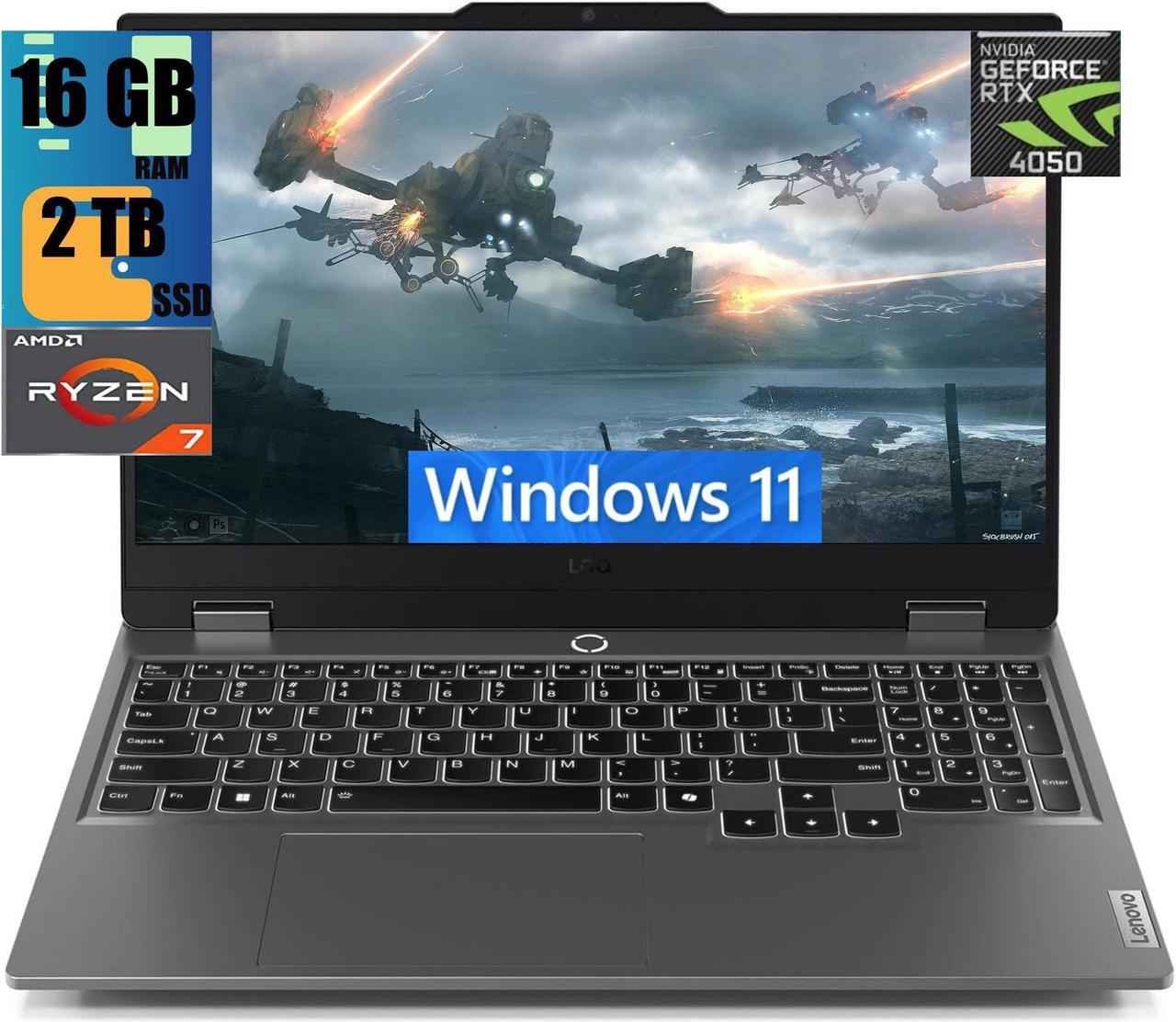 Lenovo LOQ 15 Gaming Laptop, 15.6" FHD 144Hz Display, AMD Ryzen 7 7435HS 8-Core Processor, NVIDIA GeForce RTX 4050 6 GB GDDR6, 16GB DDR5  2TB PCIe SSD, Wi-Fi 6 Bluetooth 5.2, Windows 11