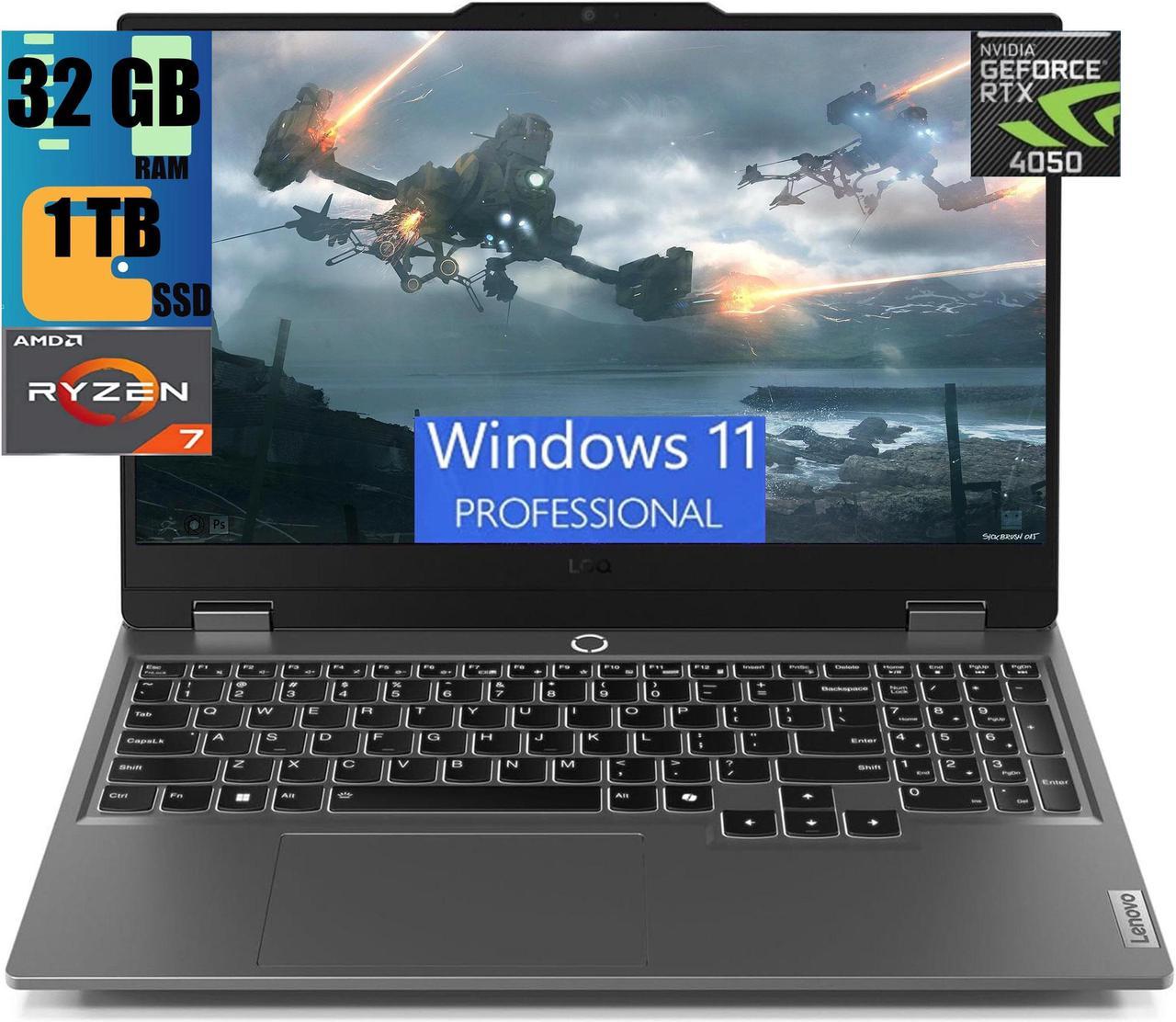 Lenovo LOQ 15 Gaming Laptop, 15.6" FHD 144Hz Display, AMD Ryzen 7 7435HS 8-Core Processor, NVIDIA GeForce RTX 4050 6 GB GDDR6, 32GB DDR5  1TB PCIe SSD, Wi-Fi 6 Bluetooth 5.2, Windows 11 Pro