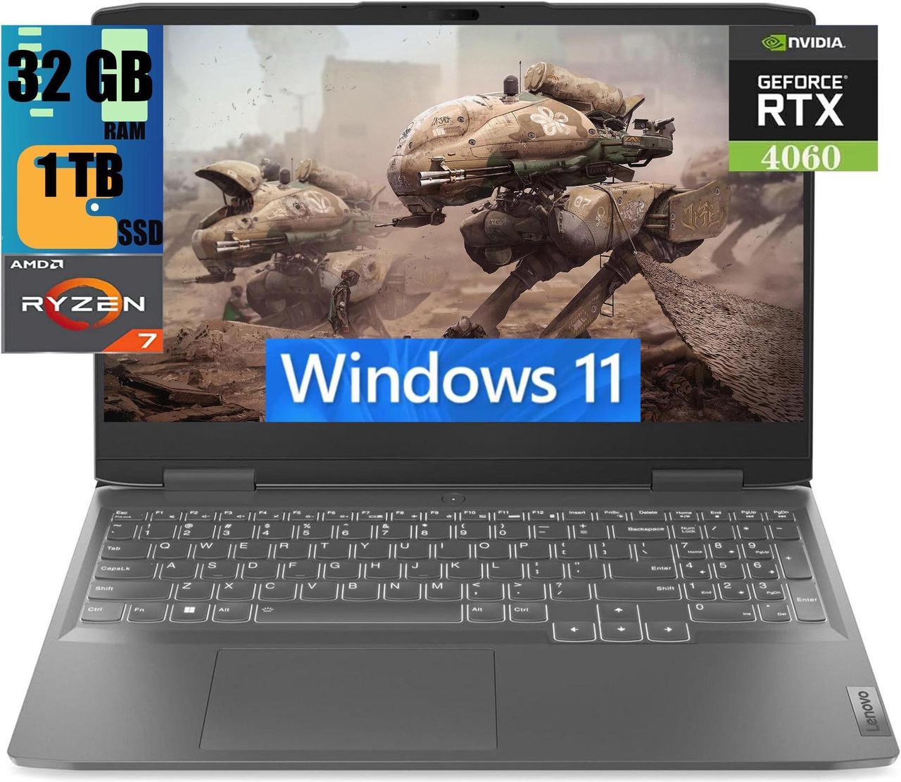 Lenovo LOQ 15 Gaming Laptop, 15.6" FHD 144Hz Display, AMD Ryzen 7 7840HS 8 Cores Processor, NVIDIA GeForce RTX 4060 8GB GDDR6, 32GB DDR5  1TB PCIe SSD, Webcam, HDMI, Wi-Fi 6, Windows 11