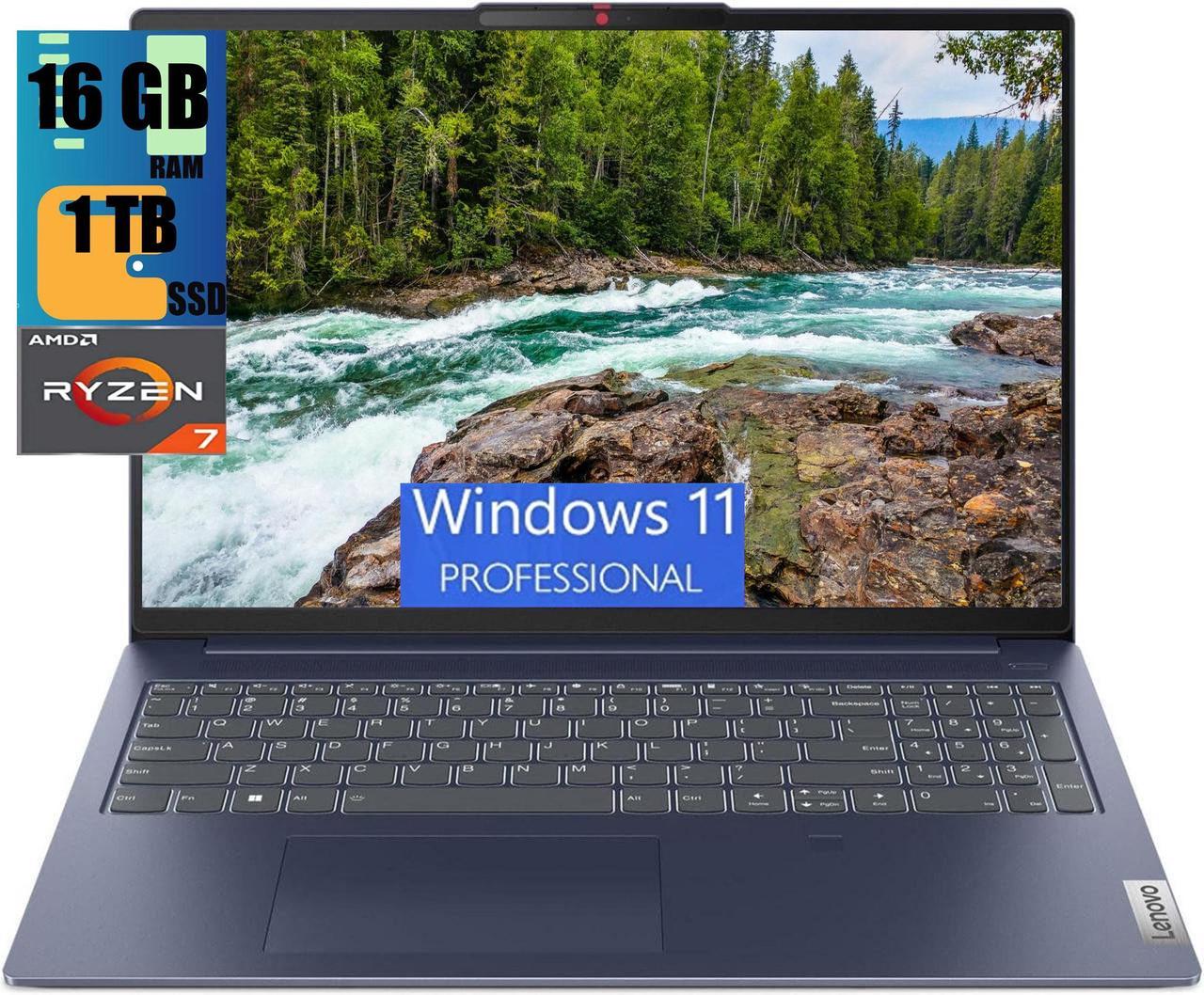 Lenovo IdeaPad Slim 5 16 Laptop, 16" FHD+ Touchscreen, AMD Ryzen 7 8845HS 8-Core Processor, AMD Radeon Graphics, 16GB  DDR4  1TB PCIe SSD, Backlit Keyboard, FP, Wi-Fi 6, Windows 11 Pro