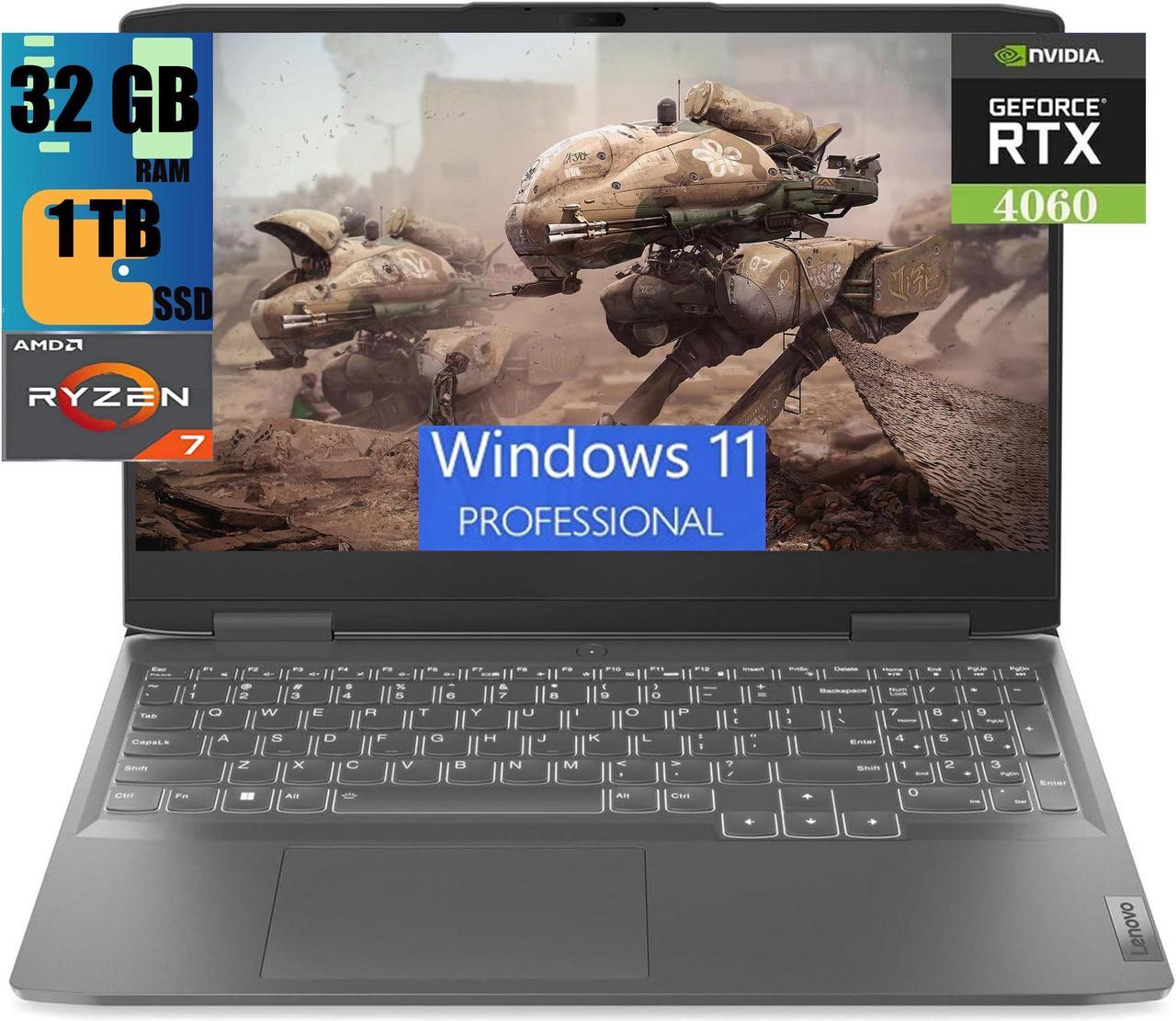 Lenovo LOQ 15 Gaming Laptop, 15.6" FHD 144Hz Display, AMD Ryzen 7 7840HS 8 Cores Processor, NVIDIA GeForce RTX 4060 8GB GDDR6, 32GB DDR5  1TB PCIe SSD, Webcam, HDMI, Wi-Fi 6, Windows 11 Pro