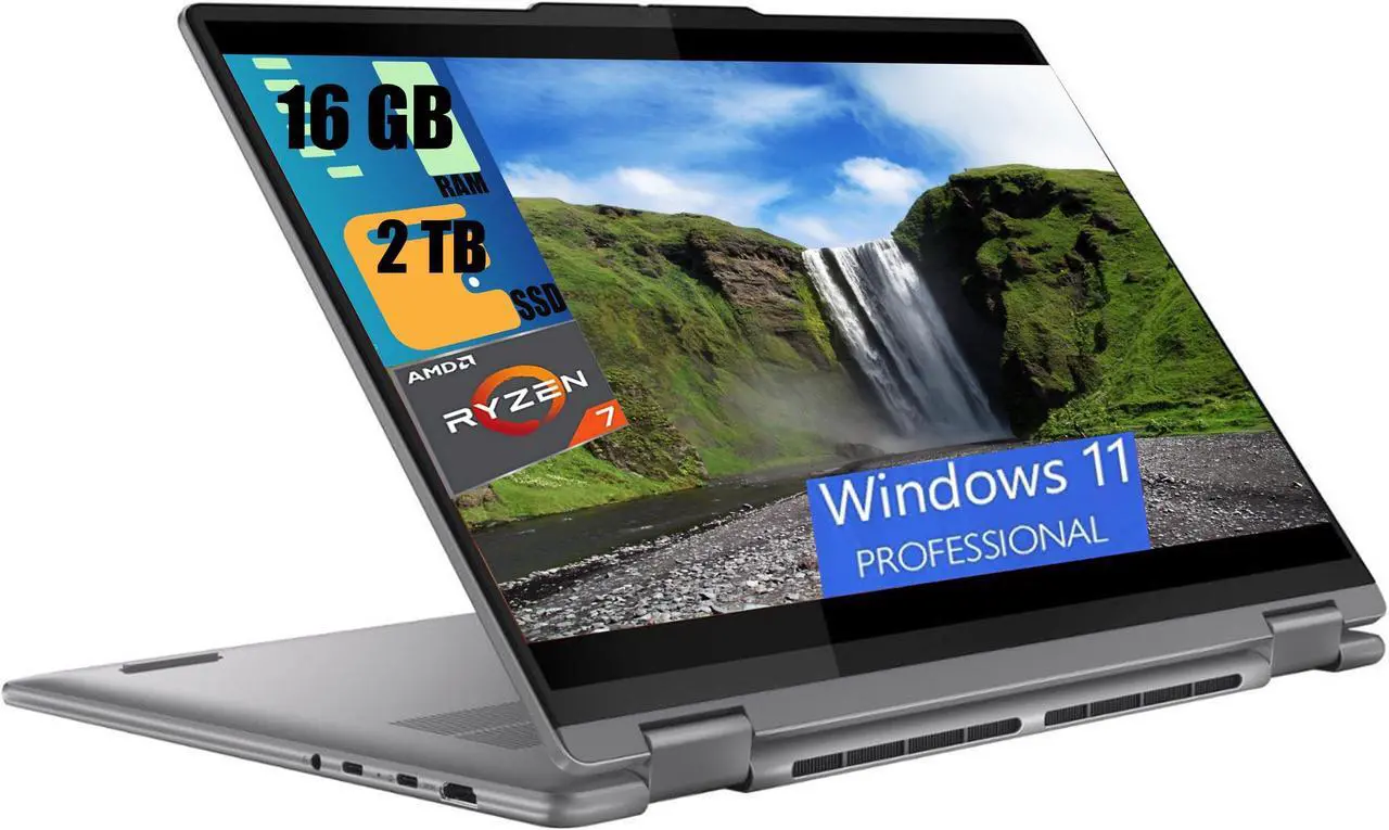 Main image of Lenovo Yoga 7 16 2-in-1 Gaming Laptop, 16" FHD+ Touchscreen, AMD Octa-core Ryzen 7 8840HS Processor, AMD Radeon 780M Graphics, 16GB  DDR4  2TB PCIe SSD, Backlit Fingerprint, Windows 11 Pro