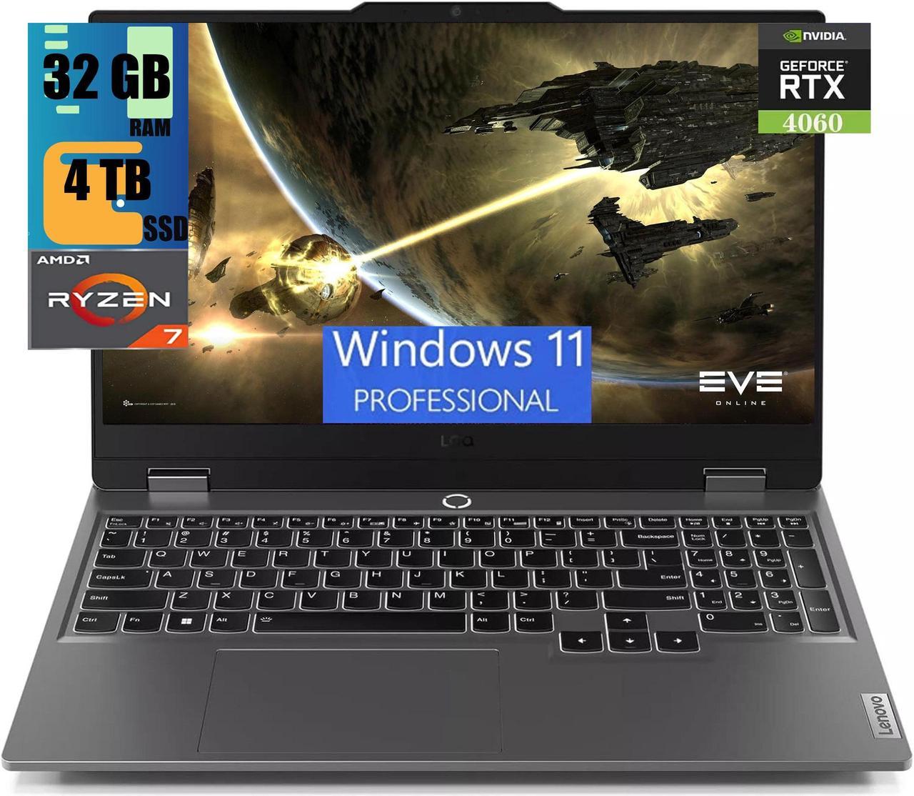 Lenovo LOQ 15 Gaming Laptop, 15.6" FHD IPS 144Hz, AMD Zen4 Octa-Core Ryzen 7 8845HS Processor, NVIDIA GeForce RTX 4060 8GB Graphic, 32GB DDR5  4TB  PCIe SSD, Backlit Keyboard, Windows 11 Pro