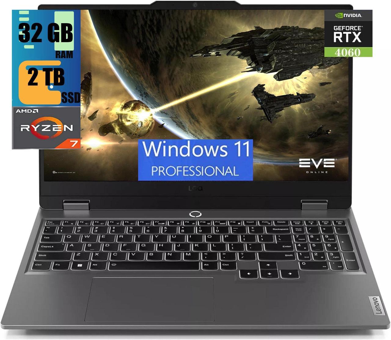 Lenovo LOQ 15 Gaming Laptop, 15.6" FHD IPS 144Hz, AMD Zen4 Octa-Core Ryzen 7 8845HS Processor, NVIDIA GeForce RTX 4060 8GB Graphic, 32GB DDR5  2TB PCIe SSD, Backlit Keyboard, Windows 11 Pro