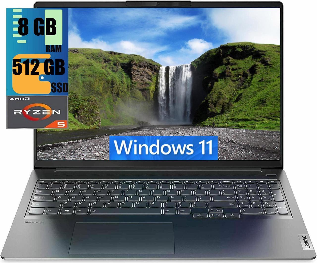 Lenovo IdeaPad 5 Pro 16 Laptop, 16" WQXGA (2560 x 1600) Display, AMD Hexa-Core Ryzen 5 5600H, AMD Radeon Graphics, 8GB  DDR4  512GB  PCIe SSD, Backlit Keyboard, Wi-Fi 6, Windows 11 Home