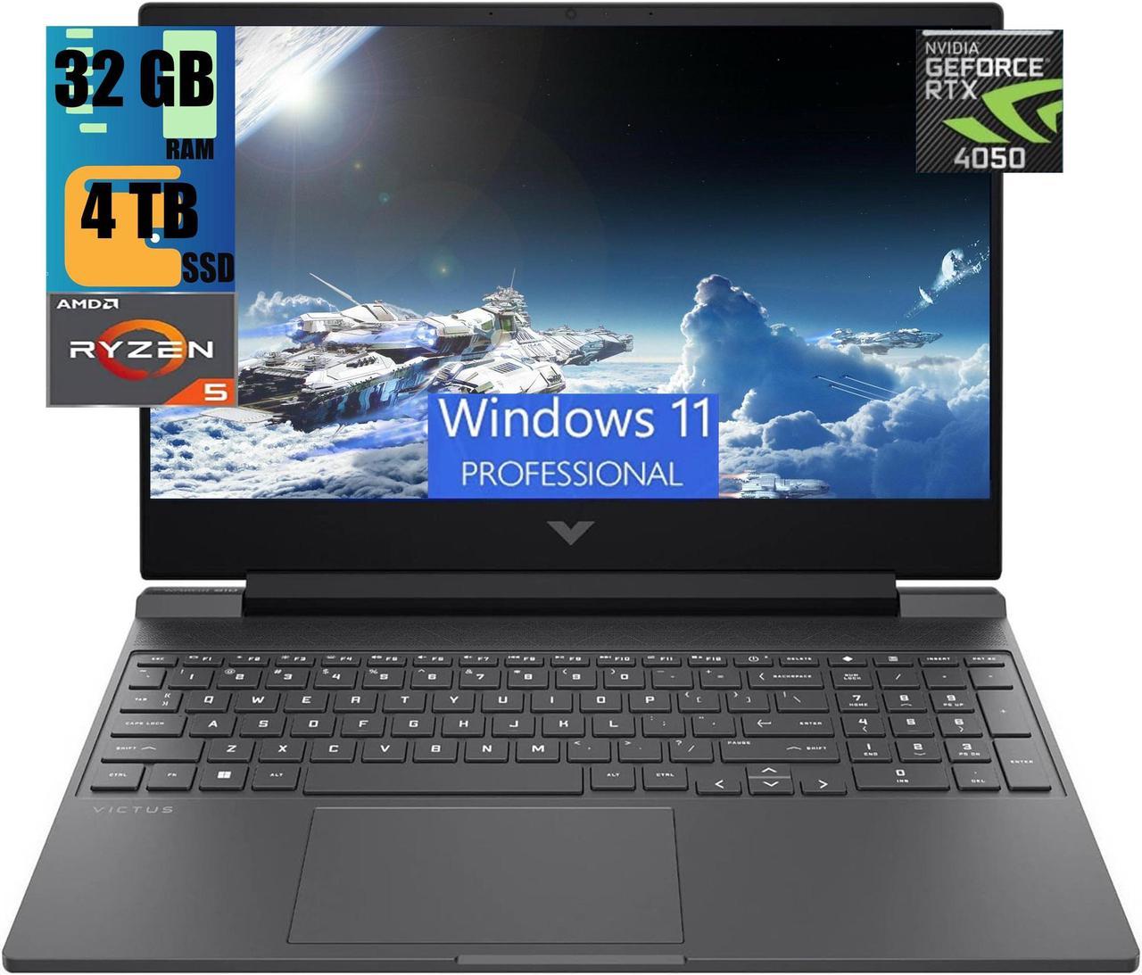 HP Victus 15 Gaming Laptop, 15.6" FHD 144Hz Display, AMD Ryzen 5 8645HS Hexa-cores Processor, NVIDIA GeForce RTX 4050 6GB Graphic, 32GB DDR5  4TB  PCIe SSD, Backlit KB, Wi-Fi 6, Windows 11 Pro