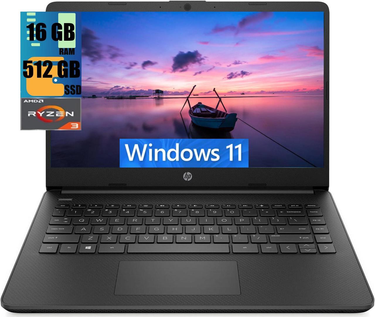 HP 14 Business Laptop, 14" HD Touchscreen, AMD Quad-core Ryzen 3 5300U Processor, AMD Radeon Graphics, 16GB DDR4  512GB PCIe SSD, Wi-Fi 6E and Bluetooth, Windows 11