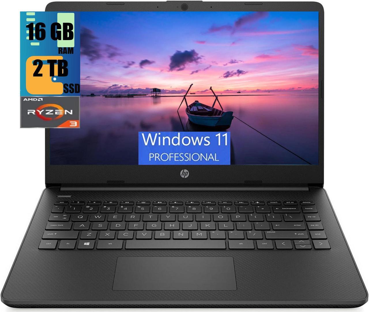 HP 14 Business Laptop, 14" HD Touchscreen, AMD Quad-core Ryzen 3 5300U Processor, AMD Radeon Graphics, 16GB DDR4  2TB PCIe SSD, Wi-Fi 6E and Bluetooth, Windows 11 Pro