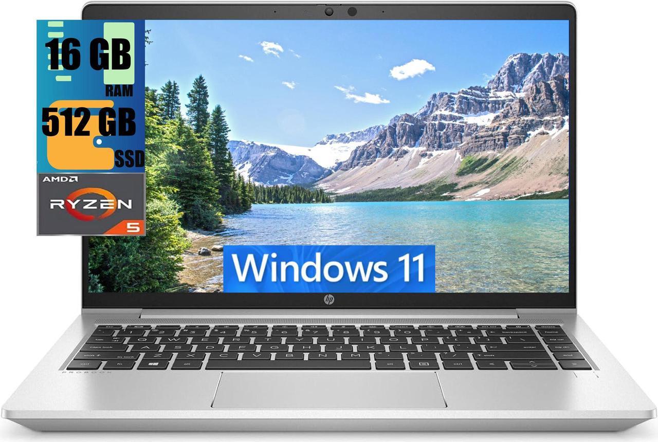 HP ProBook 445 14 Business Laptop, 14" FHD Display, AMD Hexa-Core Ryzen 5 5600U Processor, AMD Radeon Graphics, 16GB DDR4  512GB PCIe SSD, Backlit Keyboard, Bluetooth 5, Windows 11