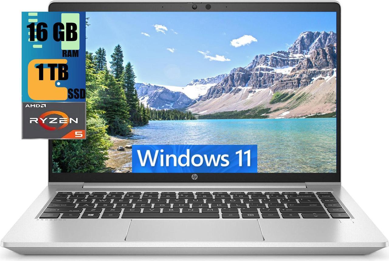 HP ProBook 445 14 Business Laptop, 14" FHD Display, AMD Hexa-Core Ryzen 5 5600U Processor, AMD Radeon Graphics, 16GB DDR4  1TB PCIe SSD, Backlit Keyboard, Bluetooth 5, Windows 11