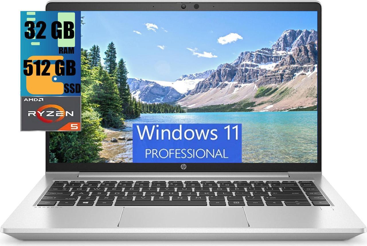 HP ProBook 445 14 Business Laptop, 14" FHD Display, AMD Hexa-Core Ryzen 5 5600U Processor, AMD Radeon Graphics, 32GB DDR4  512GB PCIe SSD, Backlit Keyboard, Bluetooth 5, Windows 11 Pro