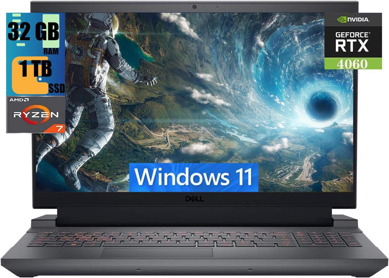 Dell G15 15 Gaming Laptop, 15.6" FHD 165 Hz Display, AMD Ryzen 7 7840HS 8 Core Processor, GeForce RTX 4060 8GB GDDR6 Graphics, 32GB DDR5  1TB PCIe SSD, WiFi 6, Bluetooth 5.3, Windows 11