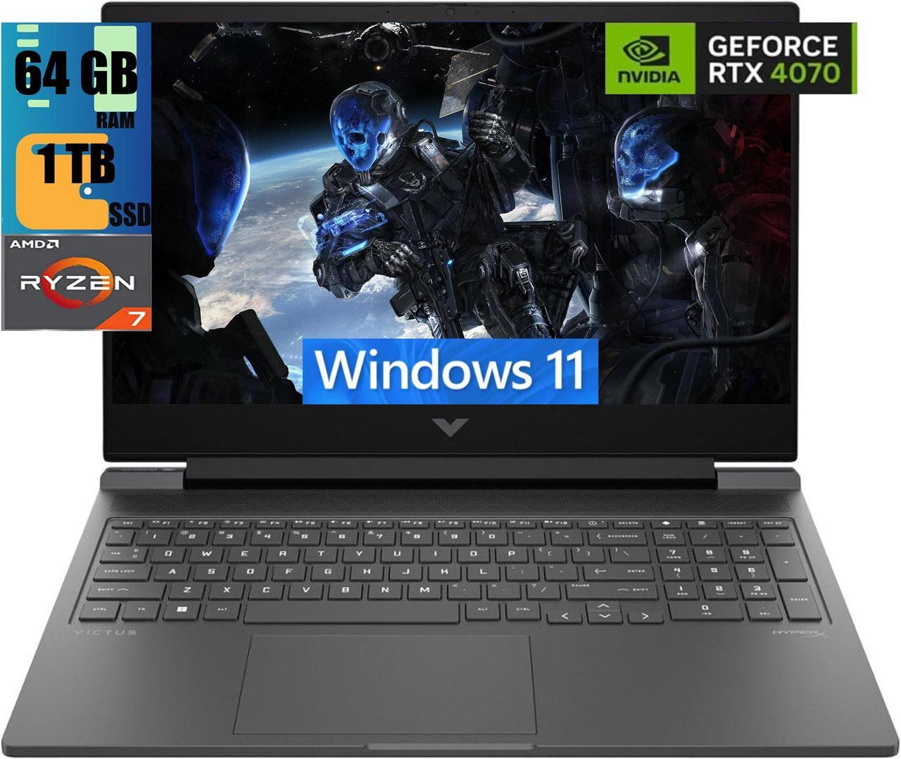 HP Victus 16 Gaming Laptop, 16.1" Full HD 144Hz Display, Ryzen 7 8845HS 8-Cores Processor, GeForce RTX 4070 8GB GDDR6, 64GB DDR5  1TB PCIe SSD, Backlit KB, WiFi 6, BT 5.3, Windows 11