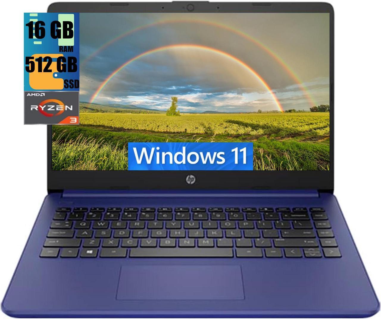 HP 14z Laptop, 14.0" HD Display, AMD Ryzen 3 5300U 4-Cores Processor, AMD Radeon Graphics, 16GB DDR4  512GB PCIe SSD, WiFi 6, Bluetooth, HD Webcam, SD Reader, Windows 11