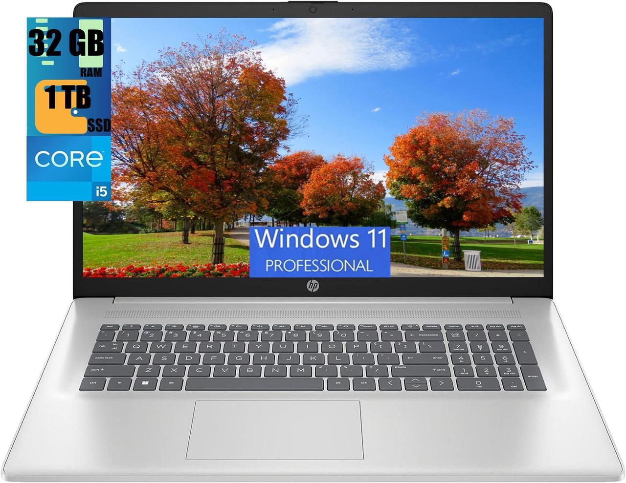 HP 17t Laptop, 17.3" HD+ (1600x900) Touchscreen, Intel Core i5-1335U 10-Cores Processor, Intel Iris Xe Graphics, 32GB DDR4  1TB PCIe SSD, Fingerprint, WiFi, Bluetooth, Webcam, Windows 11 Pro