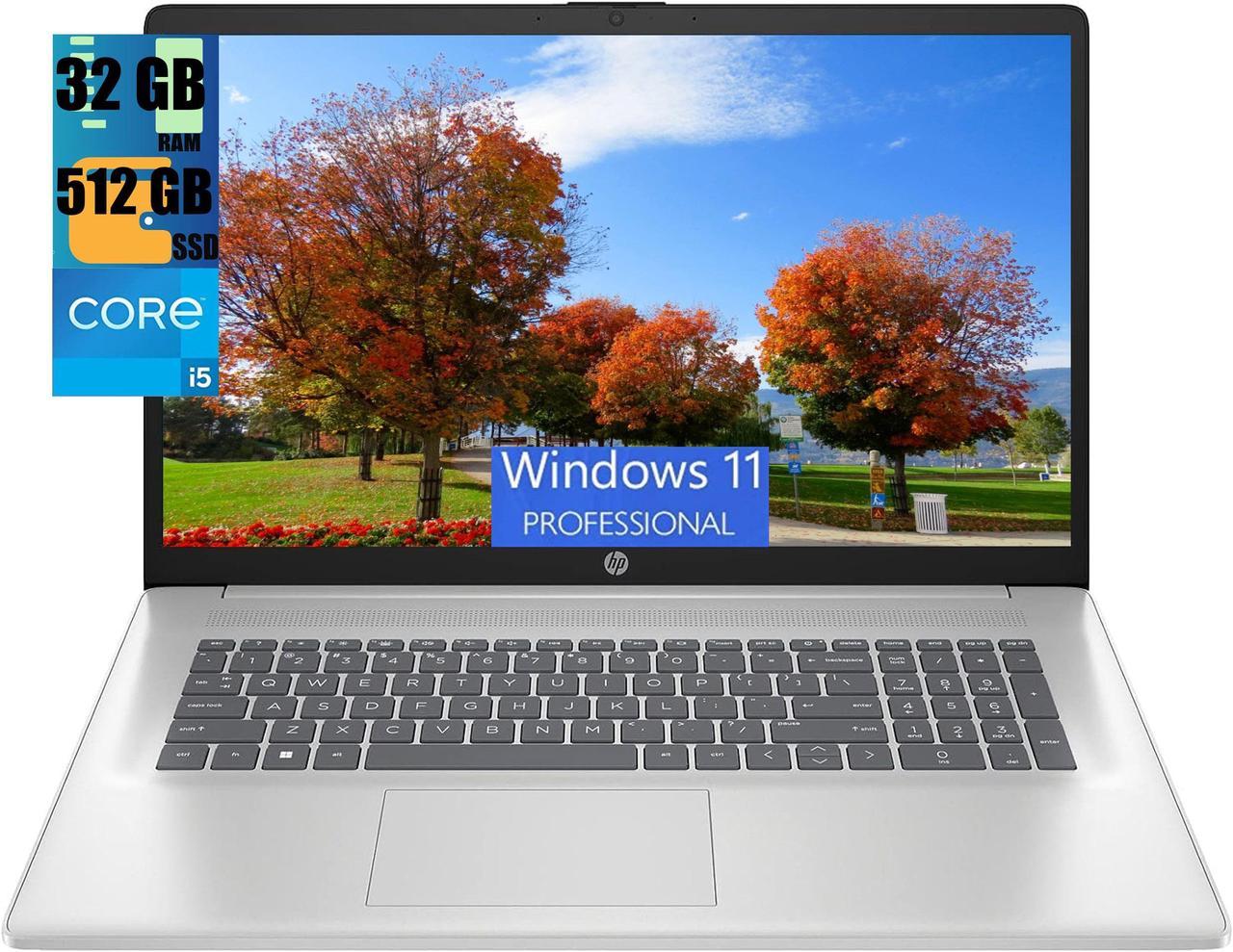 HP 17t Laptop, 17.3" HD+ (1600x900) Touchscreen, Intel Core i5-1335U 10-Cores Processor, Intel Iris Xe Graphics, 32GB DDR4  512GB PCIe SSD, Fingerprint, WiFi, Bluetooth, Webcam, Windows 11 Pro