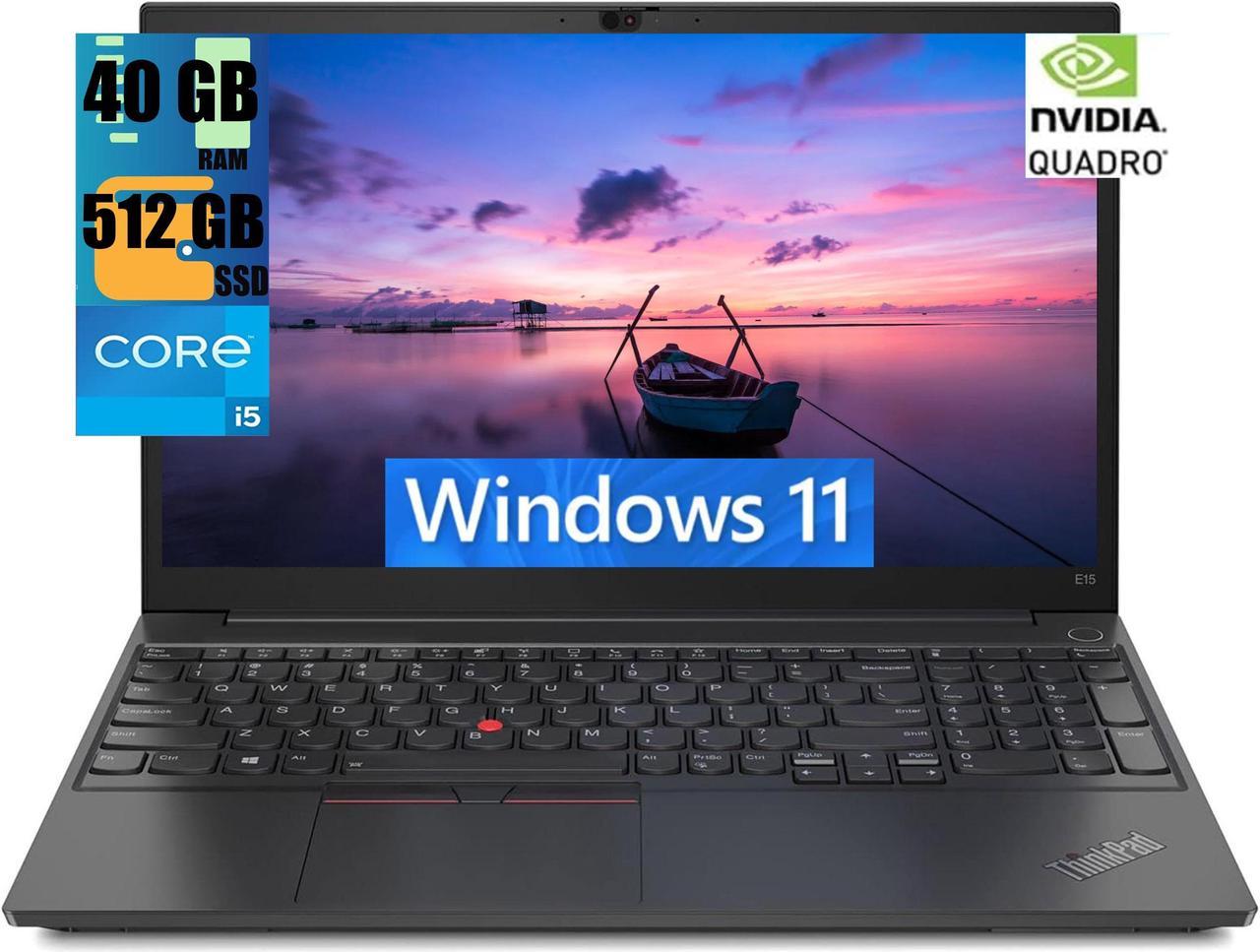 Lenovo ThinkPad 15 Laptop, 15.6" FHD 60Hz Display, Intel Core i5-1135G7 4-Cores Processor, NVIDIA Quadro T500 4GB GDDR6, 40GB DDR4  512GB PCIe SSD, Fingerprint, Thunderbolt 4, Windows 11