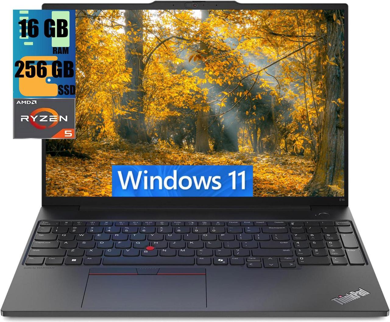 Lenovo ThinkPad E16 Laptop, 16.0" WUXGA IPS Display, AMD Ryzen 5 7530U 6-Core Processor, AMD Radeon Graphics, 16GB  DDR4  256GB  PCIe SSD, Backlit KYB, Fingerprint, WiFi 6, Windows 11 Home